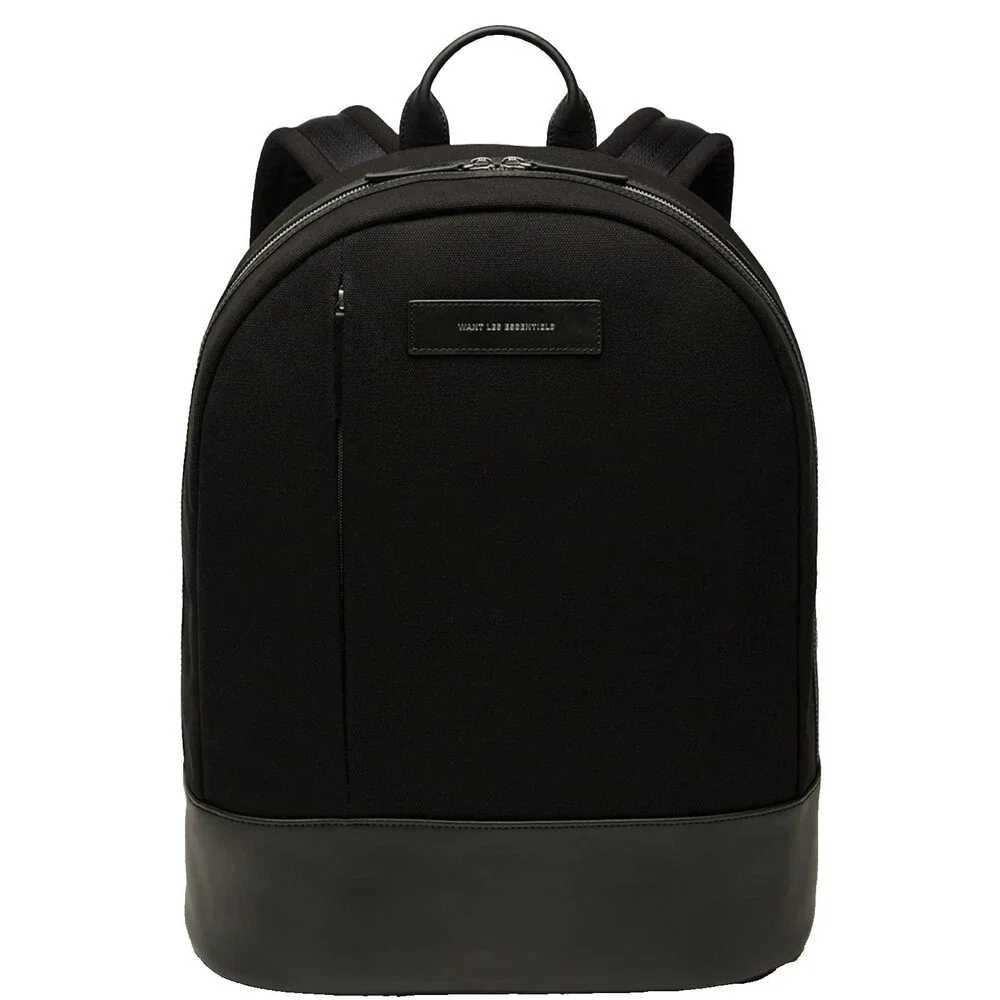 WANT LES ESSENTIELS Mens Black Kastrup Organic Cotton Canvas Backpack $575